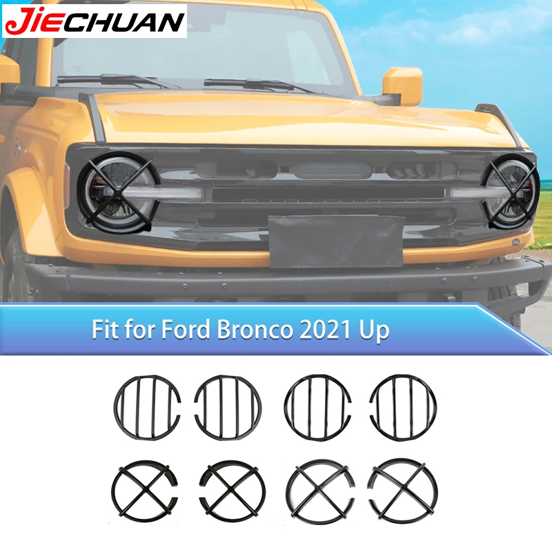 

JIECHUAN ABS Headlight Lamp Decoration Protective Cover Fit For Ford Bronco 2021 Up Car Exterior Lampshade Accessories