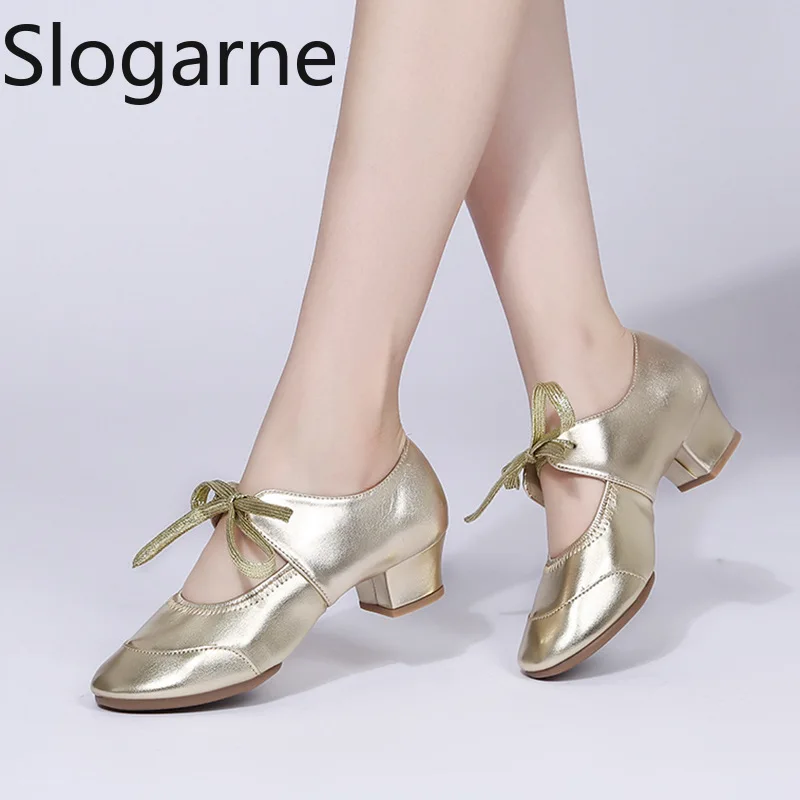 

Latin Shoes 4CM Heels Women's Soft Sole Ballroom Waltz Modern Jazz Dance Shoes Girls Yoga Trainning Shoes Leather Salsa Sneakers