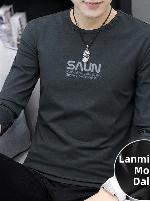 

Trendy Men's Long Sve round Ne Modal T-irt Base irt Inner Wear Sweatirt Autumn Clothes Ci Walk Soft Comfortable