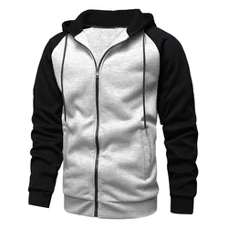 2024 Men's Jacket Fashion Spliced Autumn Jackets for Men Fleece Long Sleeve Coat Man Casual Hoodies Streetwear Men's Coats