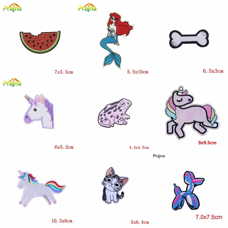 Prajna 10PCS Wholesale Animal Patch On Clothes DIY Iron On Patches Cartoon Stickers Embroidered Patches for Clothing Appliques