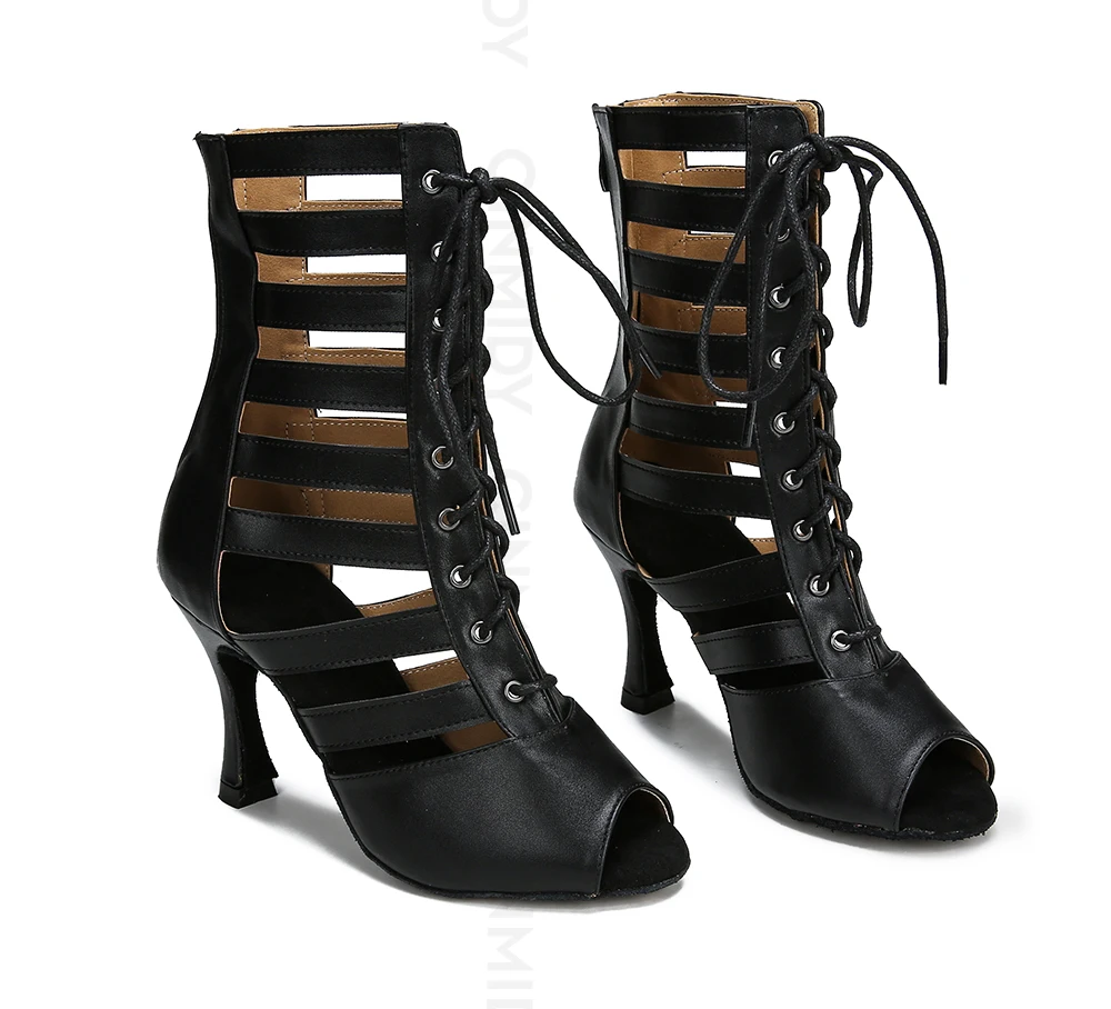 CINMIDY Leder-Tanzstiefel Leopardenmuster Ballsaal-Tanzschuhe Latein-Tanzschuhe Damen Pole Dance Stiefel Tango Damen Party-Schuhe – Detail 15