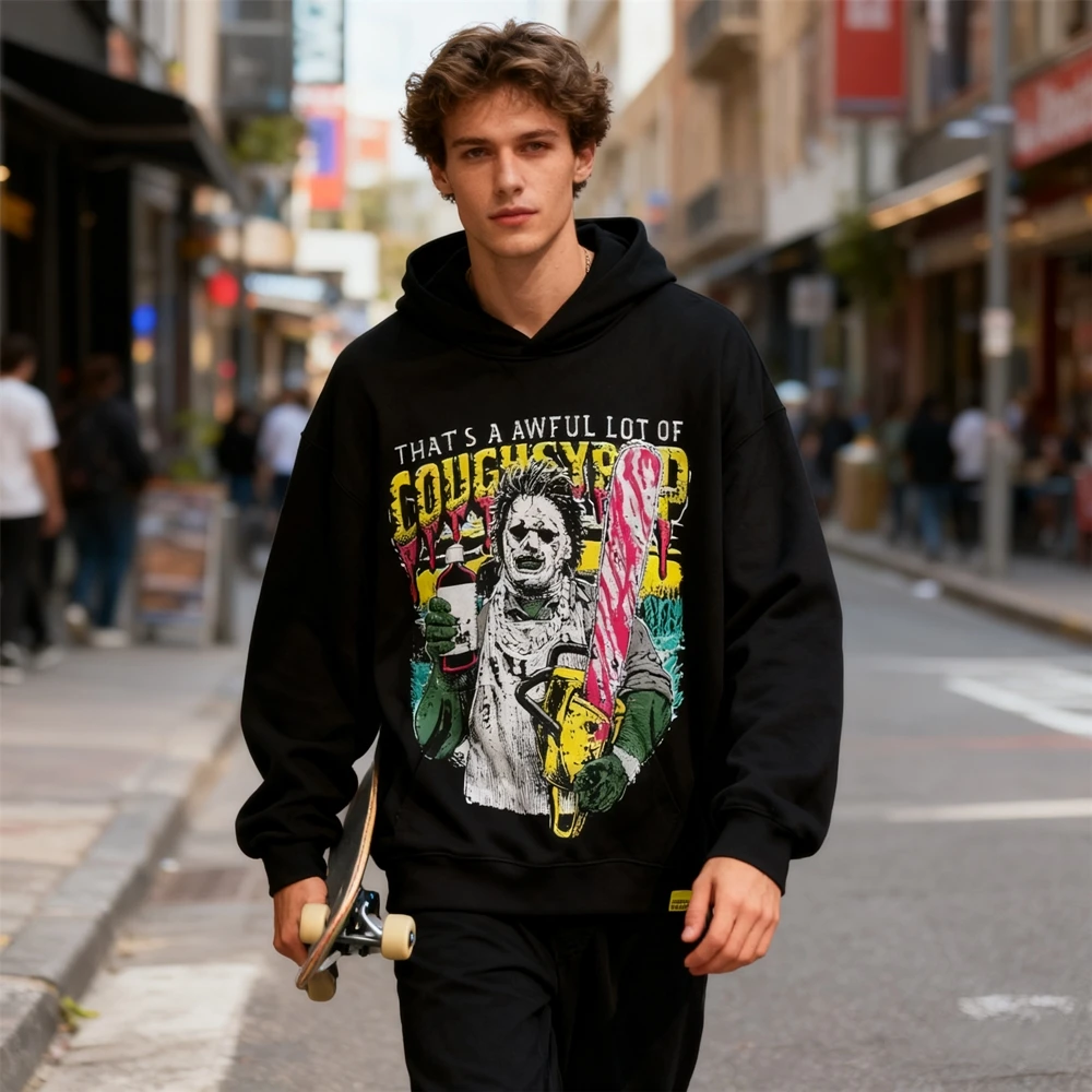 เสื้อสเวตเชิ้ต KUCLUT แฟชั่น 1:1 สตรีทแวร์ คุณภาพ 420GSM พิมพ์ลายวินเทจ ทรงหลวม โอเวอร์ไซส์ สไตล์ลำลอง เสื้อฮู้ดดี้ผู้ชาย