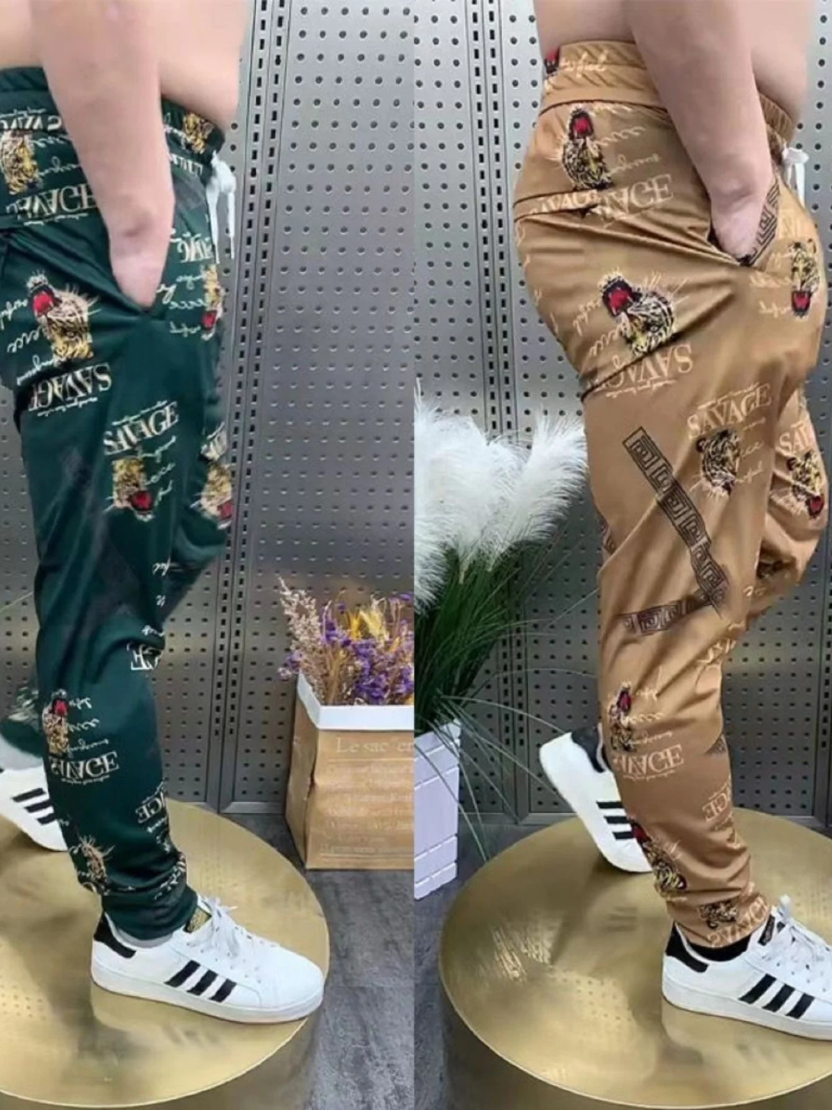 

Spring Autumn New Sle Men's Casual Pants Faionable Thin Printed Loose Fit Long Trousers Youthful Straight Leg Spor