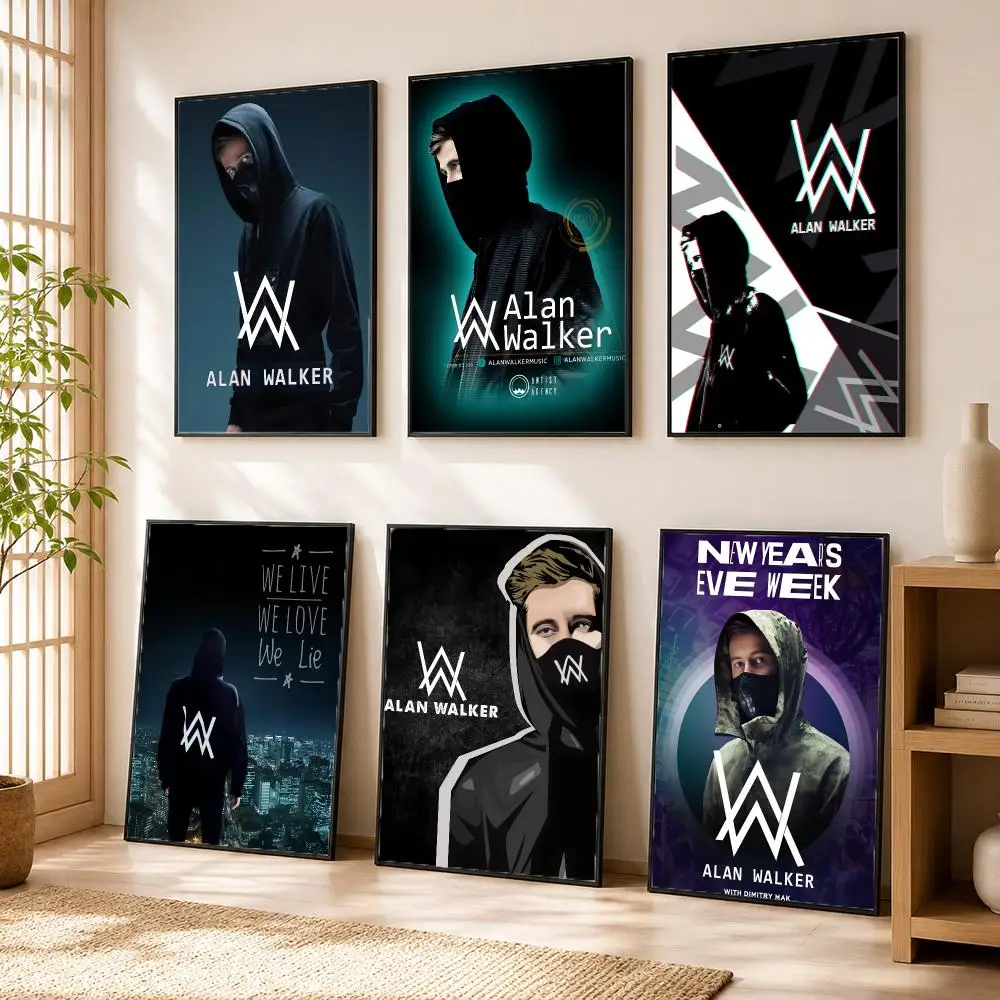 A-Alan Walker Popular DJ Poster Modern Home Living Bedroom Bar Hallway Waterproof Wall Art Aesthetic Decor