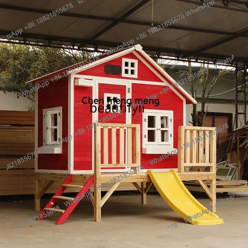 

D178 Outdoor chalet assembly embalmed wood, tree house games, slide climbing movable wooden house