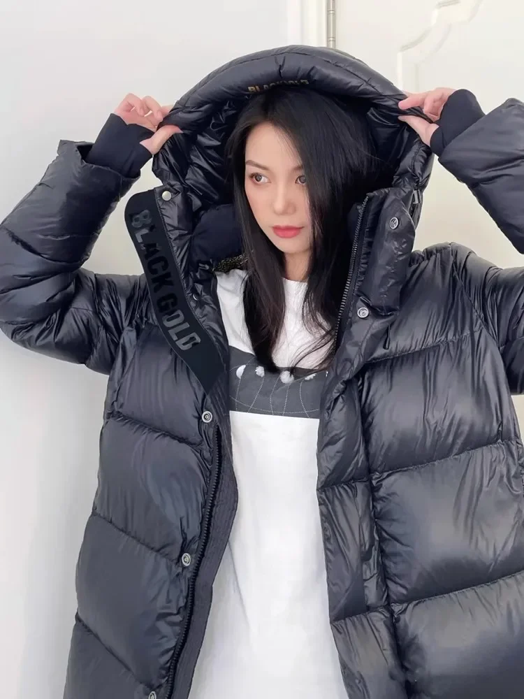 Women\'s Black Parkas Jacket Thicken Warm Long Padded Coat Vintage Overcoat Streetwear Korean Bread Coat 2000s Clothes Winter