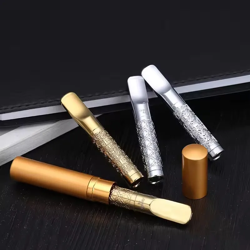 

Metal Regular & Slim Cigarette Holder Engraved Reusable Filter Daily Smokers Luxury Elegant