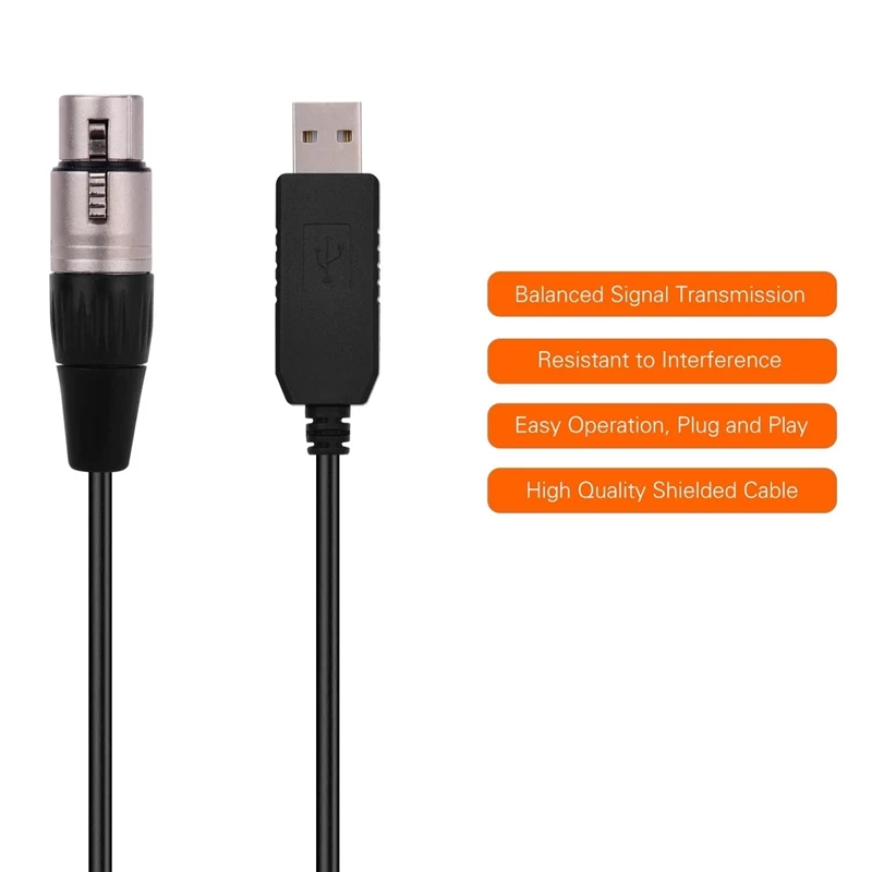 واجهة أنثى XLR لتوصيل معدات إضاءة المسرح ، كابل محول ، تحكم LED ، RS485 ، DMX512 ، USB إلى 3Pin