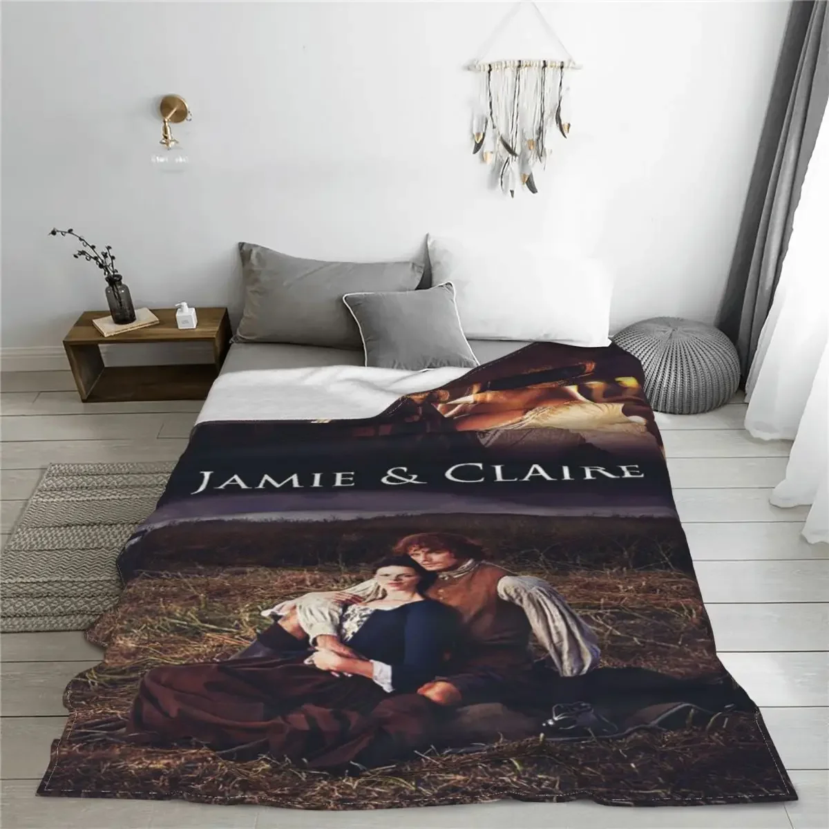 Outlander Tv Show Blankets Flannel Summer Portable Lightweight Thin Throw Blankets for Home Travel Plush Thin Quilt