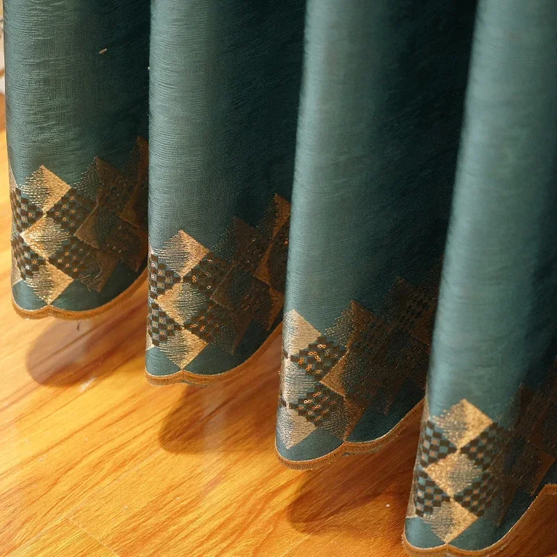 Curtains for Living Dining Room Bedroom Modern Simple Embroidered Sequins Thickening High Shading  Windows Door Valance