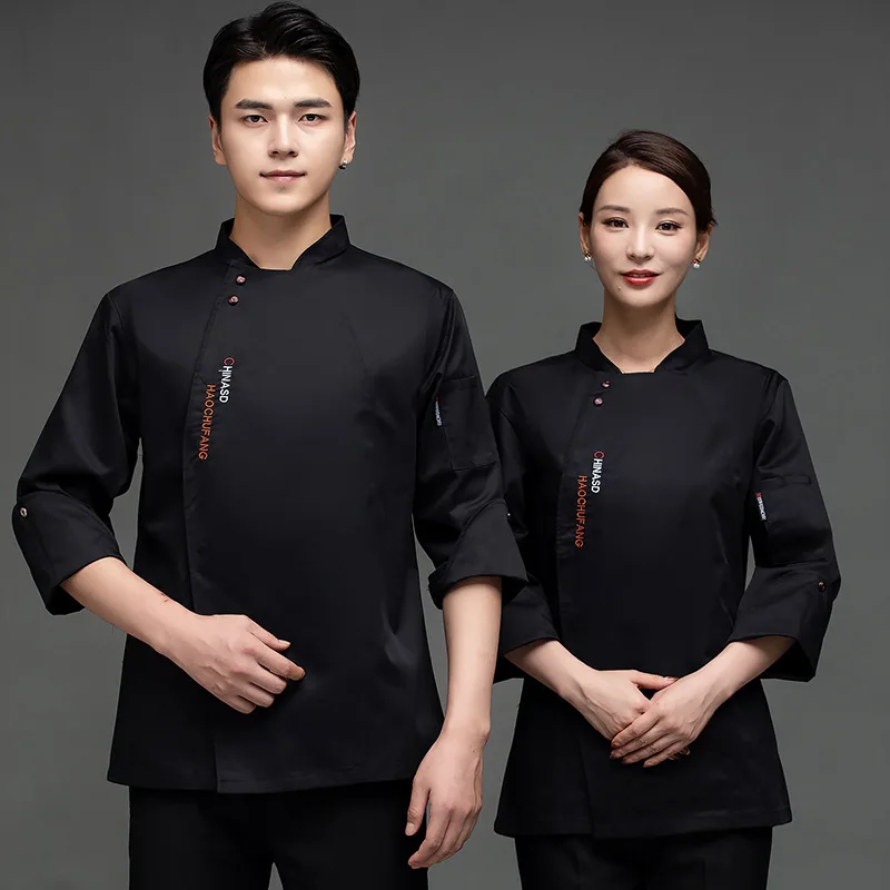 Autumn Winter Long Sleeve Chef Jacket, Professional Uniform for Hotel Kitchen Catering Bakery for Men and Women