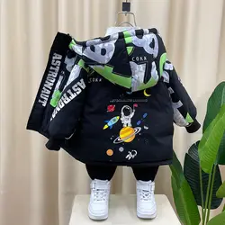 Boy's Thickened Cotton Padded Coat 2022 New Winter Clothes Baby Handsome Children's Fleece-Lined Warm Camouflage Coat Coat