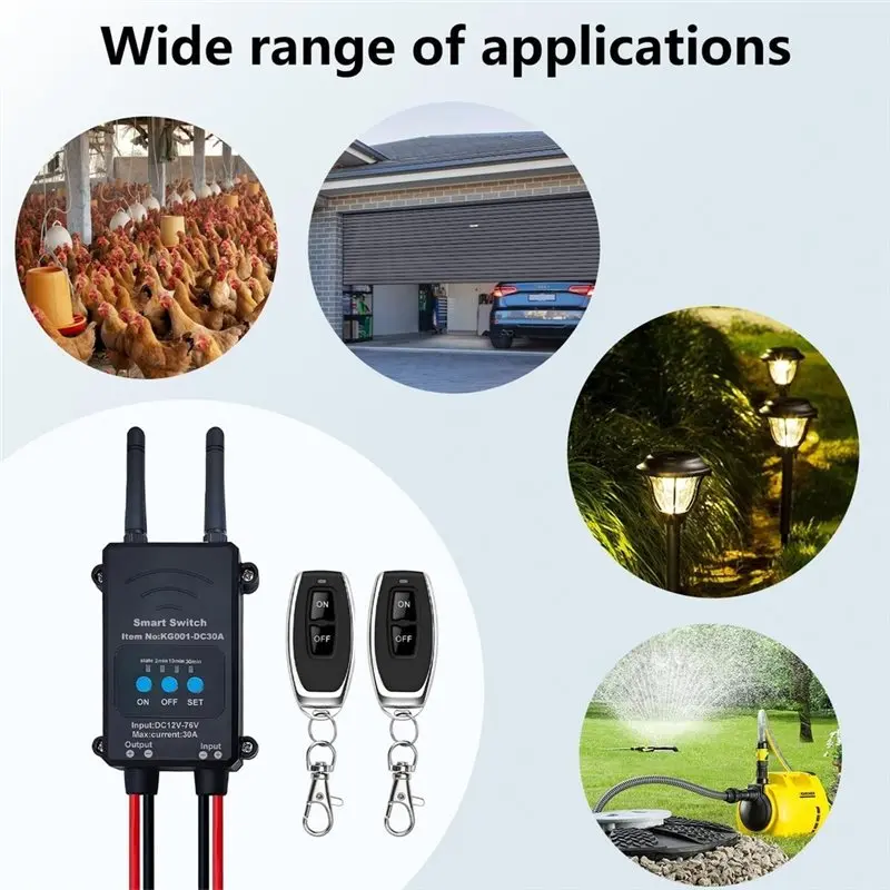 ABMR-DC 12V-76V 30A Relay Module Bluetooth Wireless Remote Control Switch Adjustable Delay Timer(5S/2Min/10Min/30Min)
