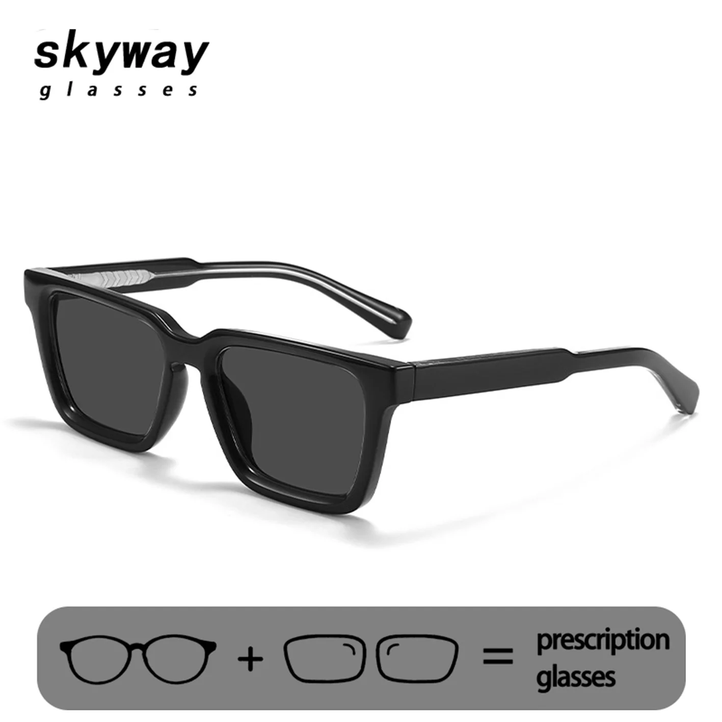 SKYWAY Trendy Square Polarized Sunglasses Acetate Temple UV400 Retro Anti Ultraviolet Shades Eyewear for Men Women  Driving