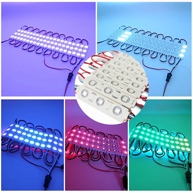 100Pcs WS2811 RGB LED Module Lights DC12V SMD 5050 Addressable Dream Color Smart RGB+IC Module Waterproof LED Storefront Lights