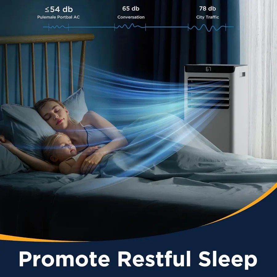 مكيفات هواء محمولة 10000 وحدة حرارية بريطانية للغرف الكبيرة حتى 450 قدم مربع مع مجموعة أدوات التحكم عن بعد والتثبيت ذات وظيفة 4 في 1