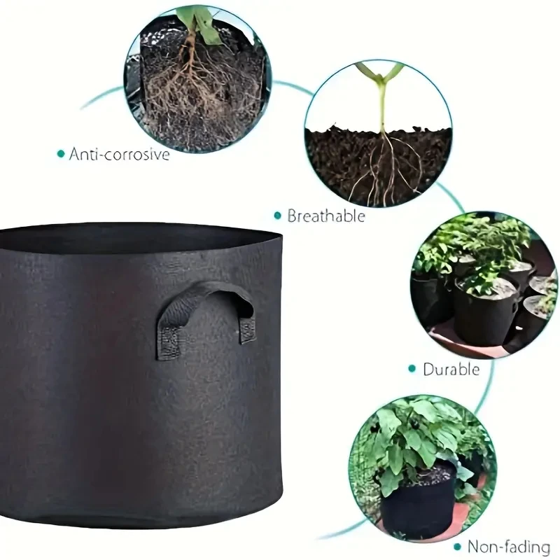 Felt Planting Bag with Handle, Thickened, Non-woven, Vegetable, Flower, Plant, Mushroom, Planting Fabric, Flowerpot with Handle