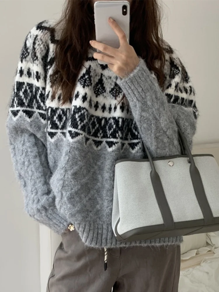 Thiened Cisas Año Nuevo suéter de punto rojo mujer perezoso Sle redondo Ne Commute viento Otoño Invierno nueva llegada