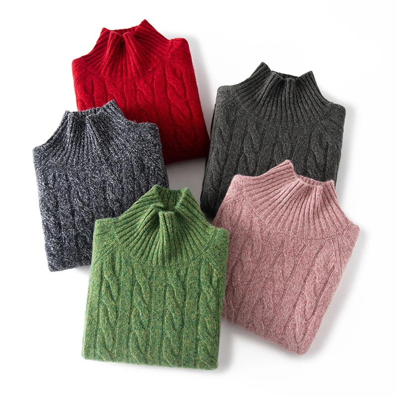 100% Cashmere Sweater Women Pullover Winter Turtleneck Thickened Warm Shirt Female Fashion Knit Jumper Lady Large Size Pullovers
