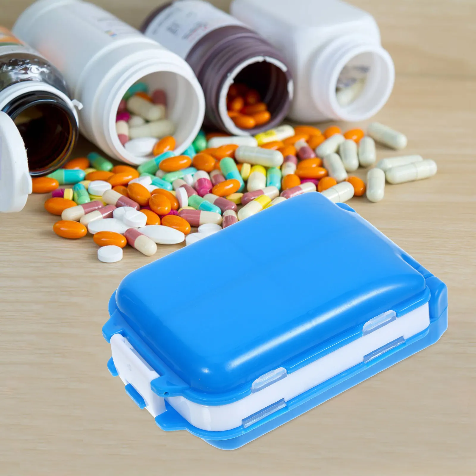 3- -Slot Pill Dispenser Medicine Organizer Portable Travel Case Multi-Grid Design Large Capacity Easy Fill Take Out Secure