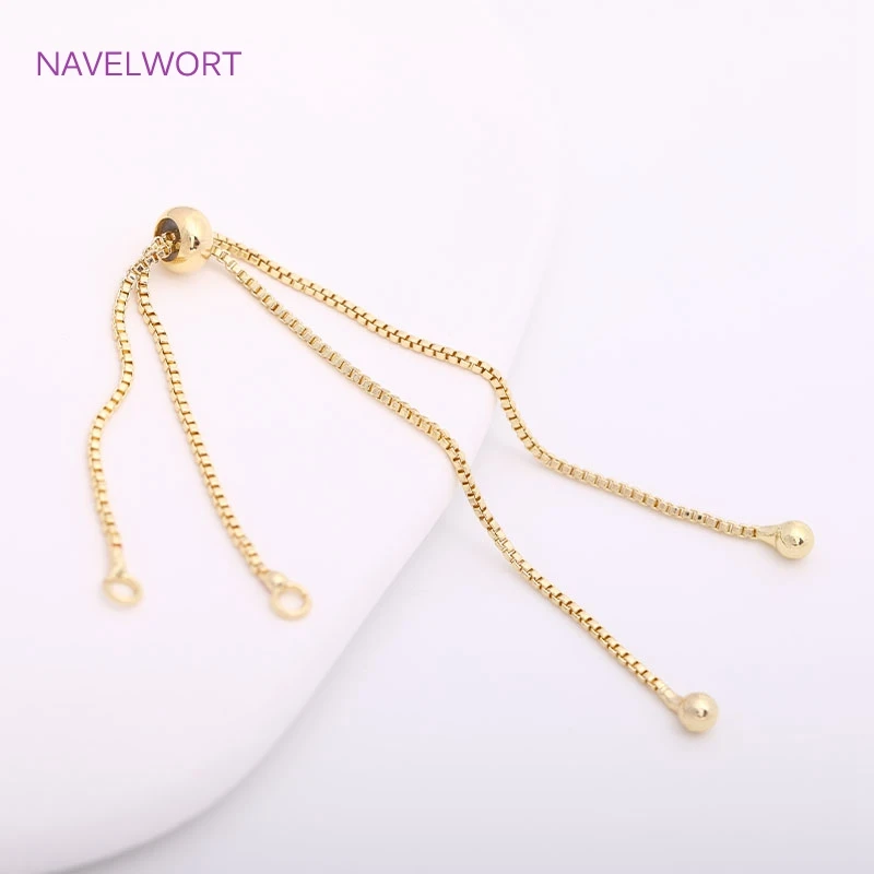 1mm Box Chain Bracelet Component With Silicone Insert Beads,14K Gold Plating Box Chain For Bracelet Making Accessories Wholesale