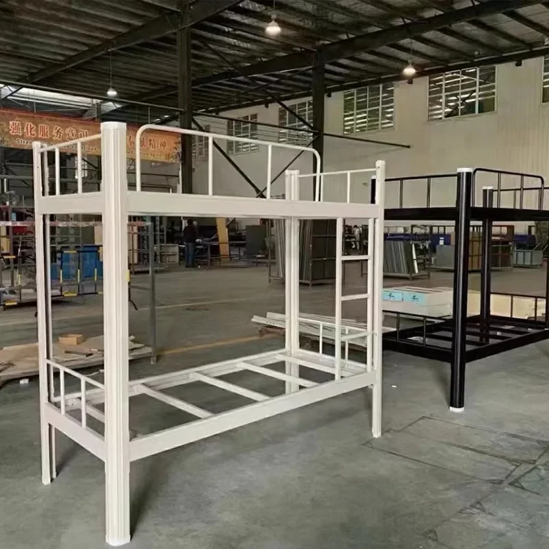 Heavy Duty Iron Bunk Bed Steel Frame Double Deck Bed for Student Dormitory Apartment Hostel Construction Site Practical