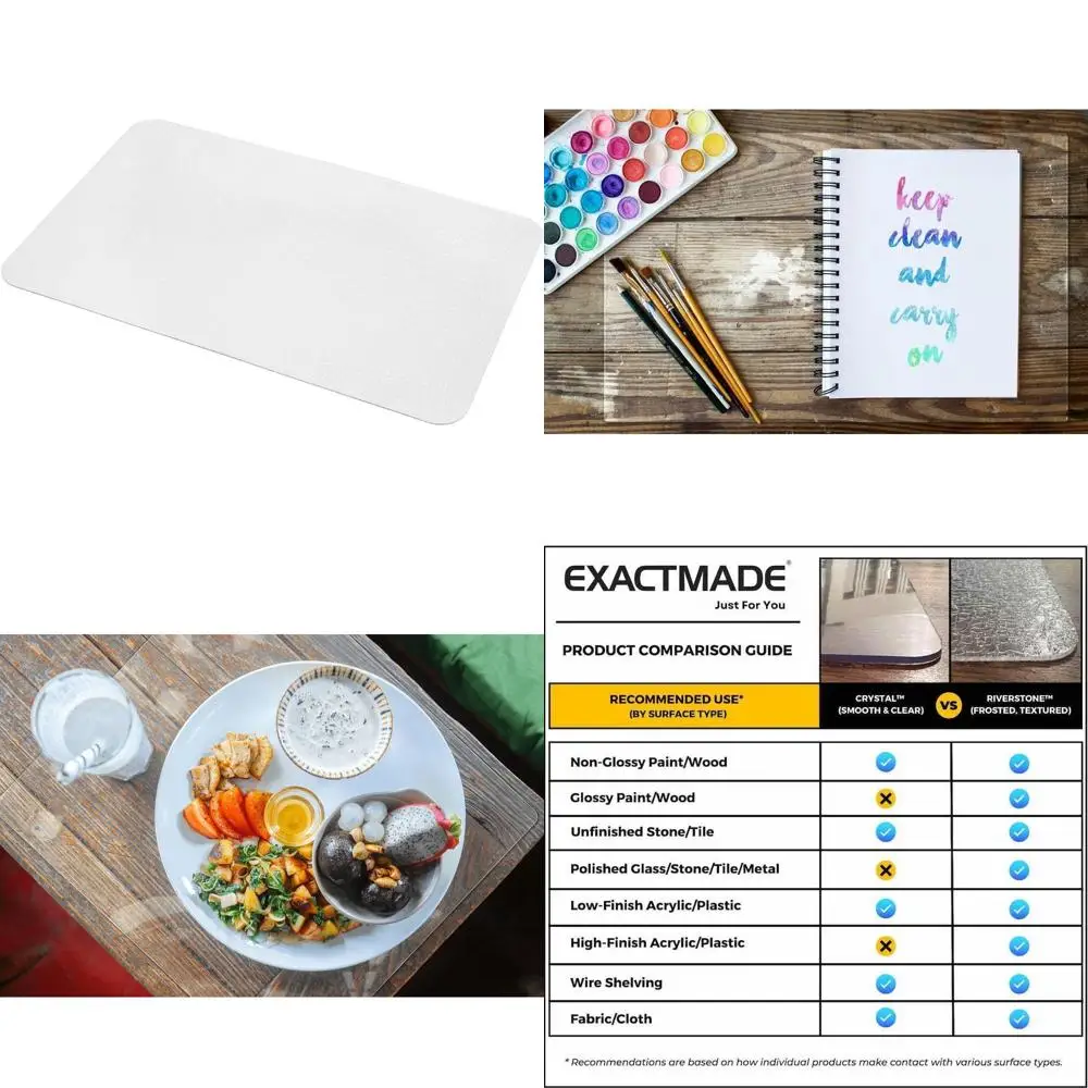 

Set of 6 Clear Vinyl Placemats, 14x19 Inches, Pebble Textured, Thick Plastic Table Mats, USA Made