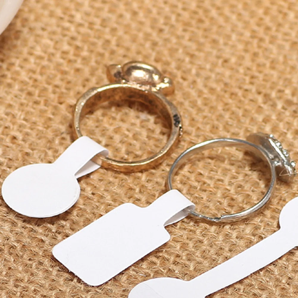 

300 Pcs Self-adhesive Label Practical Use Tags Display Hanging Price Round White Jewelry Keyring Necklace Blank Rings