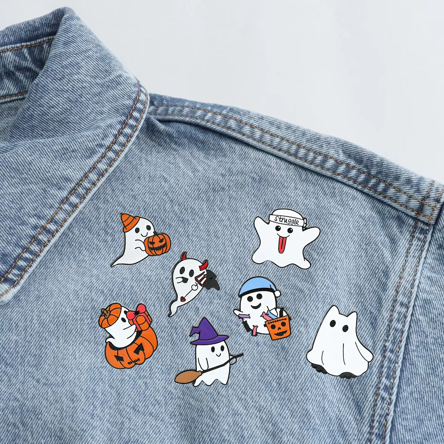 

1 Set Cute Cartoon Halloween Ghost Brooch Creative and Quirky Personality Halloween Pumpkin Metal Badge Alloy Accessory
