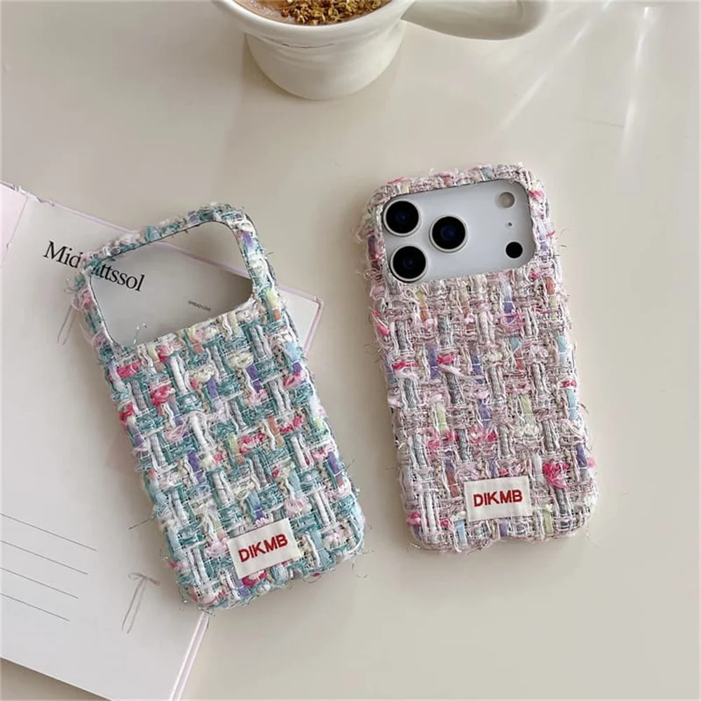 Korea Ins Fashion plush Colorful Rhombus Phone Case For iPhone 18 Pro 15 16 17 Pro Max Cover Shockproof Soft Cute Cases 18pro