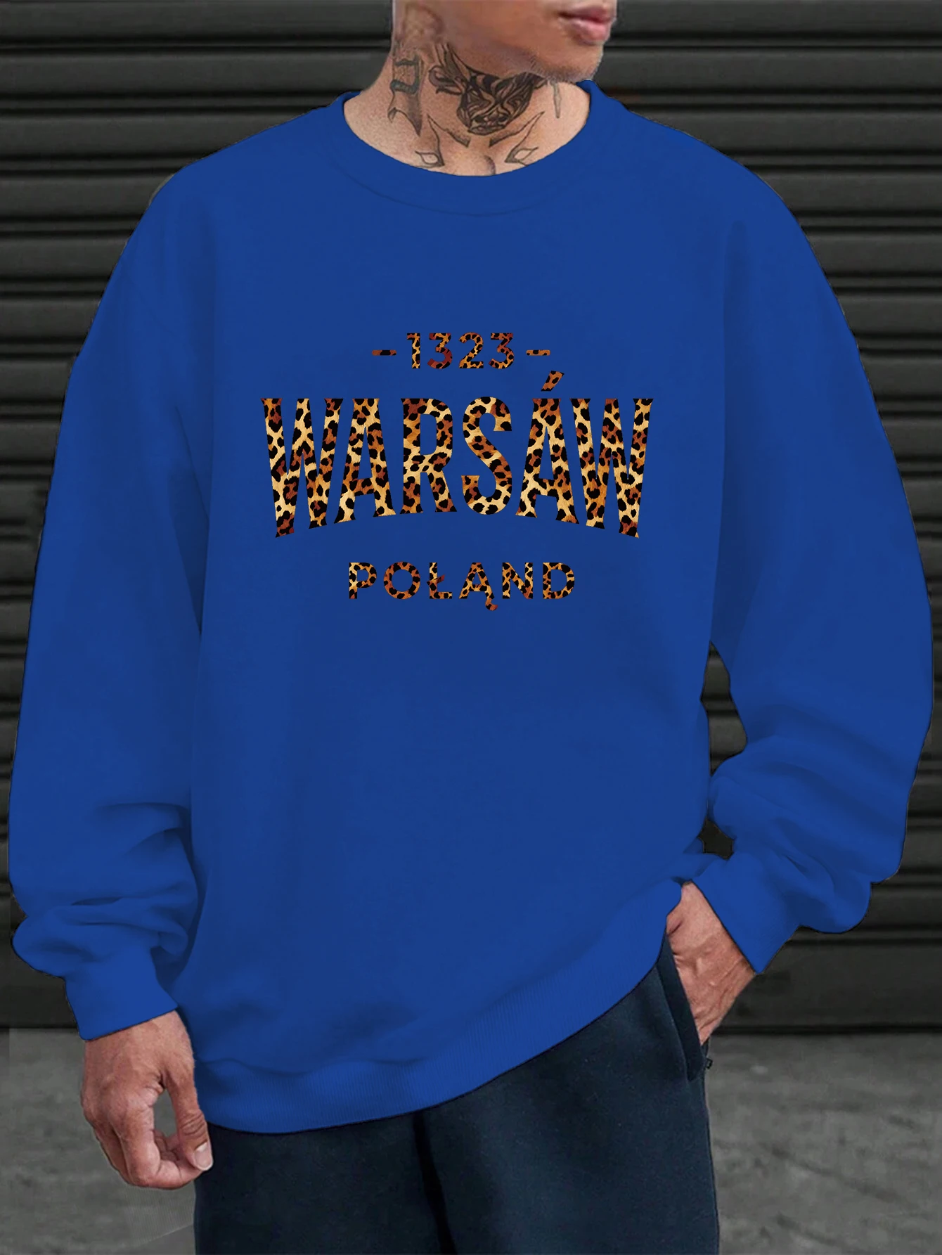 

Креативный леопардовый принт, толстовка с польским узором, мужская уличная одежда с круглым вырезом, повседневный флисовый пуловер, спортивная одежда в стиле хип-хоп