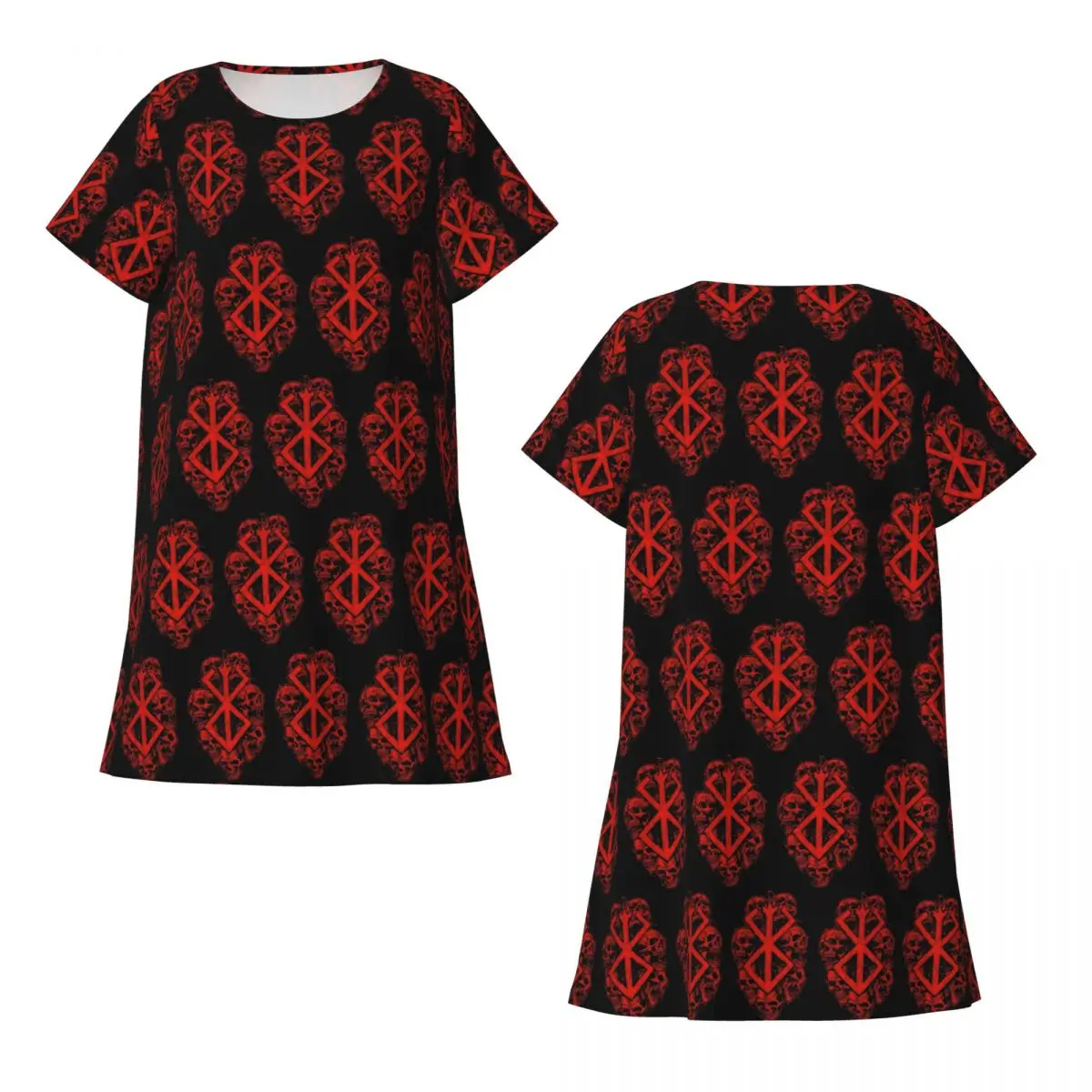 Berserk Sacrifice Mark Demon Sword And Magic Short Sleeves Nightdress Sleeping Sleepshirts Women Nightgowns Soft Pajama Dress
