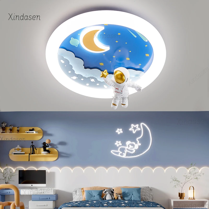 

Modern Astronaut Led Ceiling Lamp Children kids Boy Bedroom Light Ceiling Chandelier Spaceman Planet Moon Ceiling Light люстра
