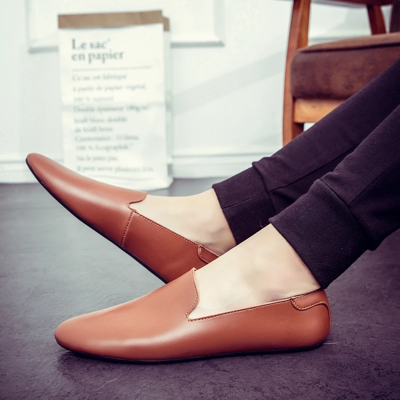 

Hot Selling Men Formal Shoes PU Flat Heel Lightweight and Comfortable Business Loafers British Handmade Small Leather Shoes