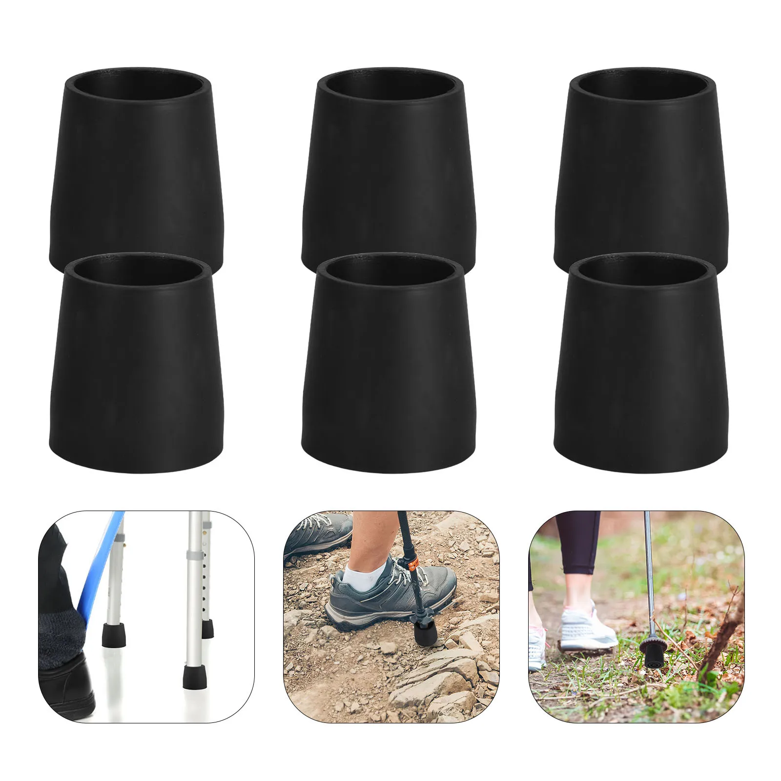 

8pcs Rubber Cane Tips Non-Slip Heavy Duty Round Walking Stick Tips For Hiking Poles Furniture Legs Chair Leg Caps Replacement