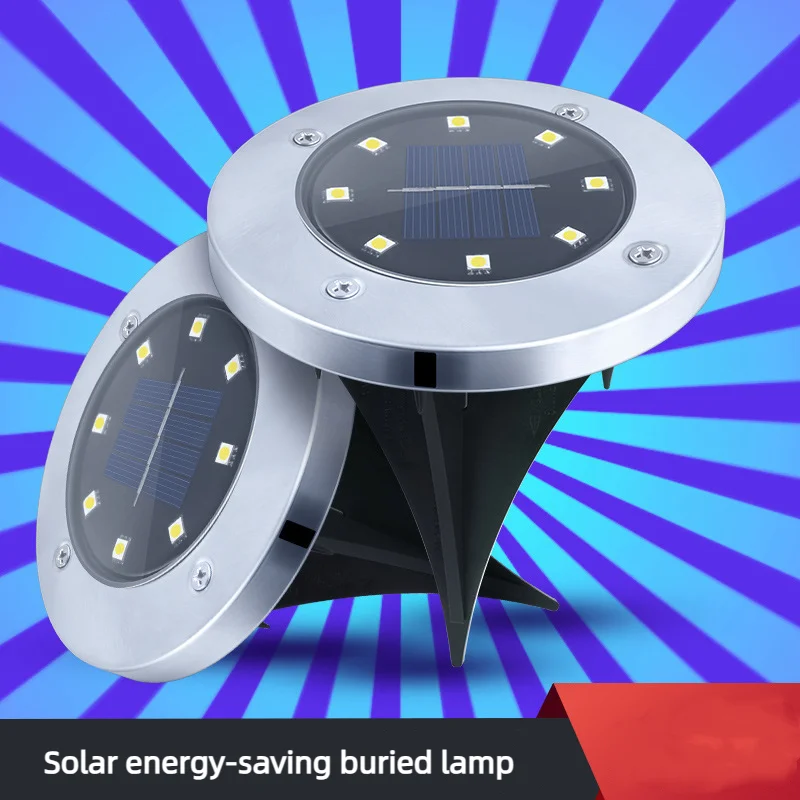 

Solar Buried Light 8LED Stainless Steel Outdoor New Type of Plug-in Lawn, Courtyard, Garden, Rainproof Villa Floor Light