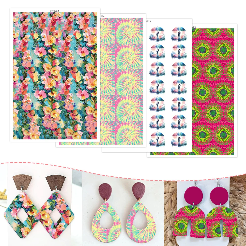 

Oil Painting Floral Mother's Day Baby Soft Ceramic Earrings Water Transfer Paper Sticker For Jewelry Making