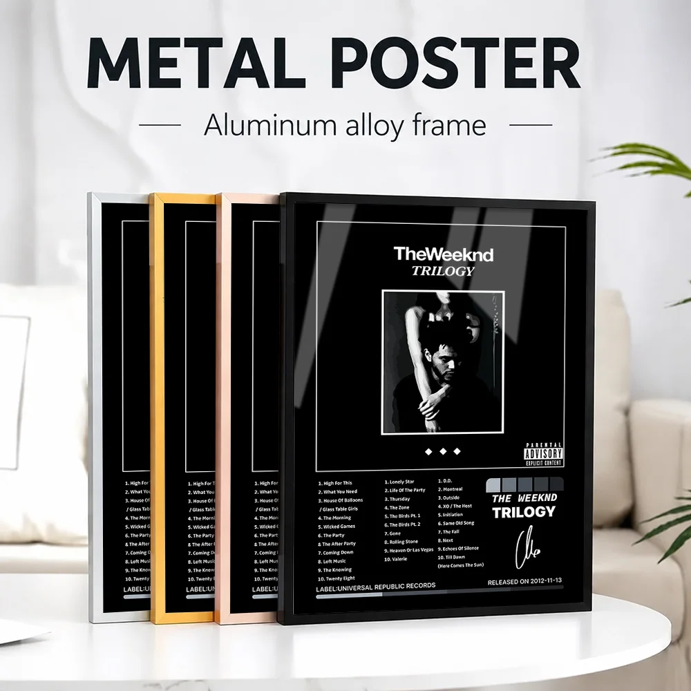 The Weeknd Trilogy Album Cover Framed Metal Print Customized Photo Retro Music Style Wall Art For Bedroom Vinyl Collector Gift