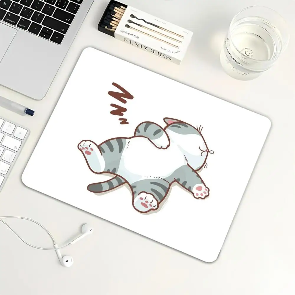 Chubby Fat Pet Minimal White Non-slip Rubber mouse pad Stitched Edge for Office Laptop Girls Daily Workstation