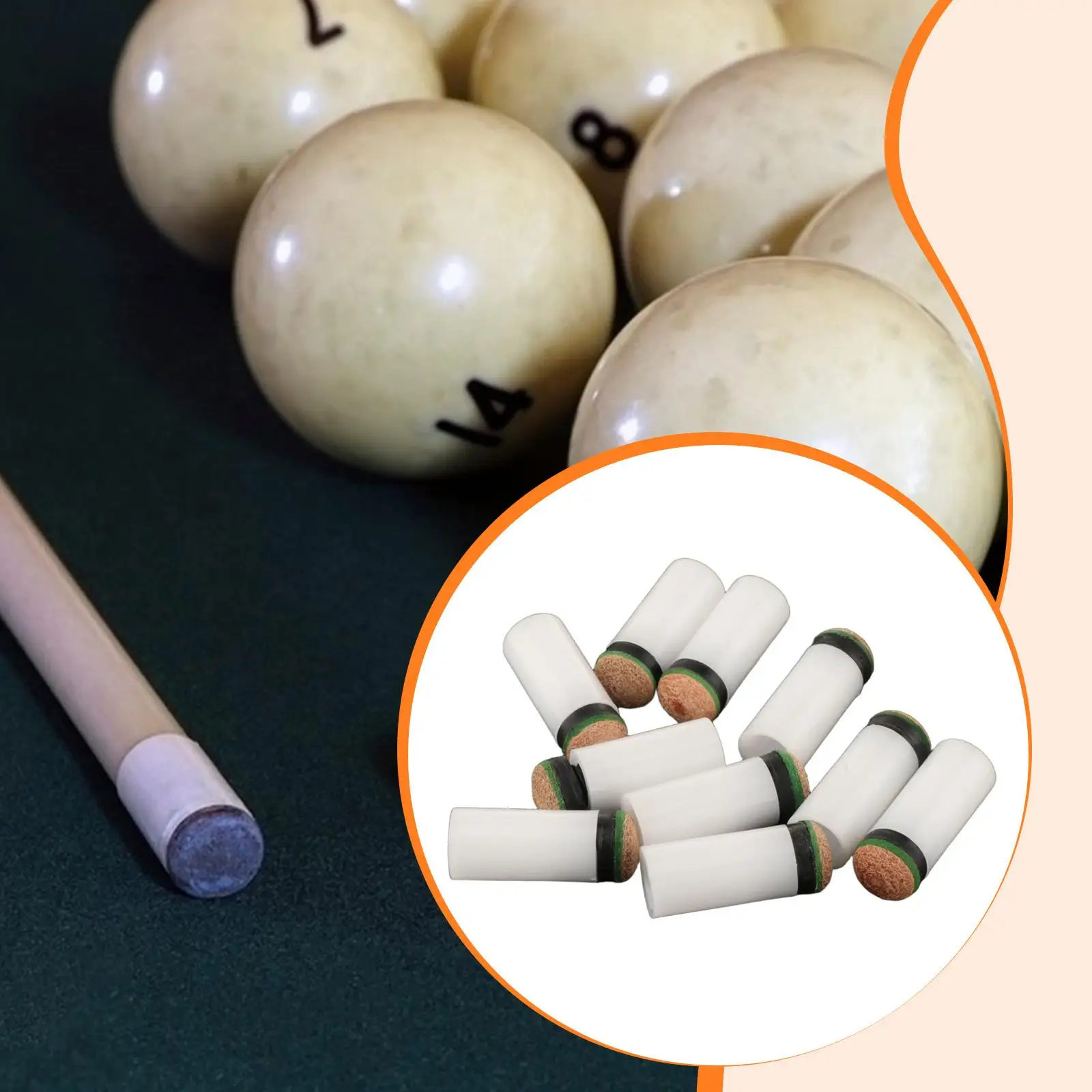 

10x Slip on Pool Cue Tips Portable Indoor Game Accessories Billiard Supplies