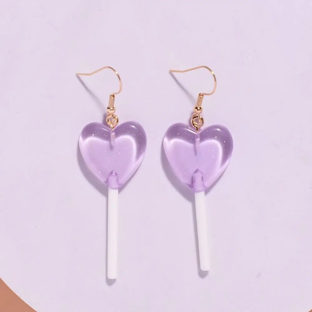 Unique Lollipop Earrings High Quality Candy Color Sweet Multicolor Candy Earring Light Weight Love Heart Earring
