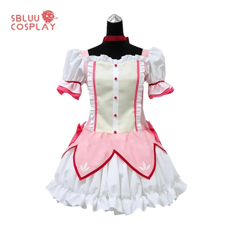 

Sbluucosplay Magica Kaname Madoka cosplay costume dress with necklace Halloween costume outfit