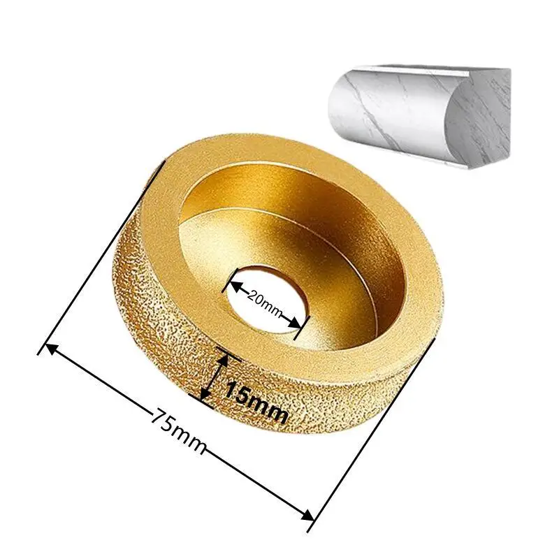 20mm Bohrdurchmesser 3 Zoll 75mm Runde Vakuumgelötete Diamant-Schleifscheibe Halbrunde Kante Marmor-Stein-Kantenprofil-Schleifscheibe – Detail 2