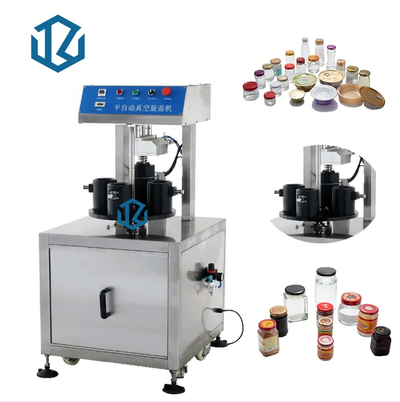 8th Generation Semi-automatic and Automatic Glass Bottle Jar Sealing Three or Four Spin Tinplate Press Vacuum Capping Machine