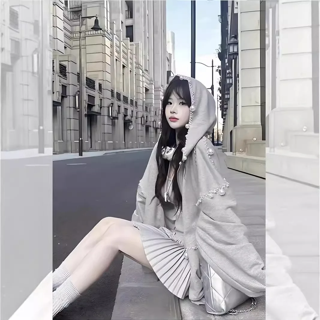 

Толстовки с капюшоном и графическим рисунком, эмо-одежда, женский цвет, чистый белый цвет, китайский цветочный сладкий дорожный осенне-зимний подкладка, термовязание плюс