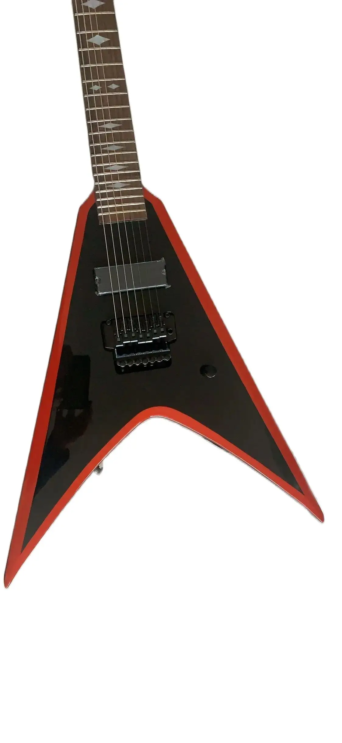 New 7 String Flying V Electric Guitar In Black Red Side 210209