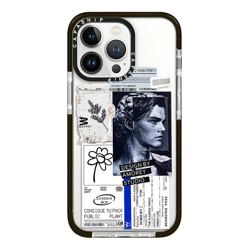 Personalized Character Photo Stickers Case For iPhone 16 15 14 13 12 11 Pro X XS XR Max 7 8 Plus Soft TPU Shockproof Back Cover