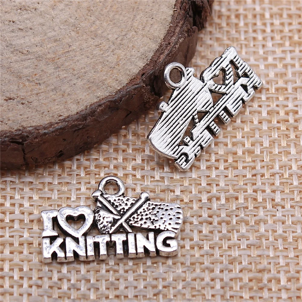 

150pcs 20x12mm Charms Wholesale I Love Knitting Antique Making Pendant Fit Tibetan Silver Color DIY Handmade Jewelry