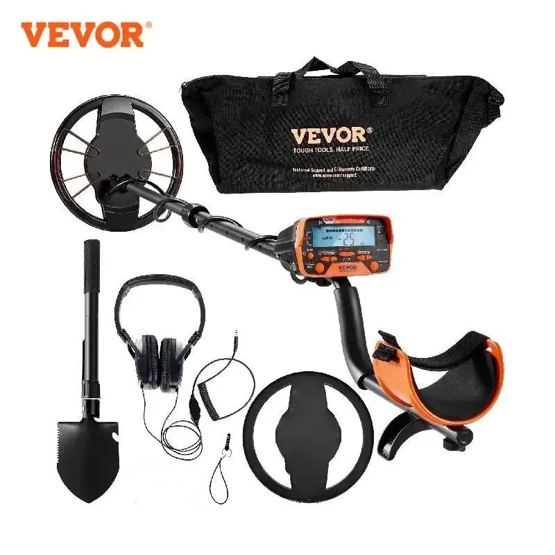 VEVOR Detector de metales para adultos y niños Bobina de búsqueda impermeable de 10 pulgadas con pantalla LCD 7 modos ajustables Vástago de aluminio de 41 ''-52''